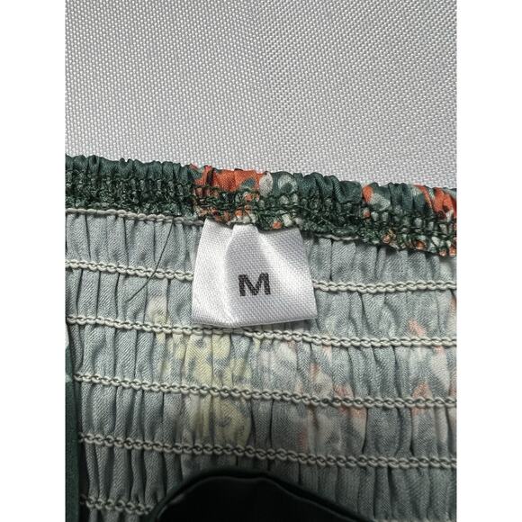 Satin Green Floral Midi Dress Size M Tie Front Cut Out Adjustable Straps Wedding - Picture 3 of 6